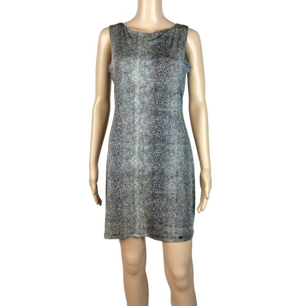 Vintage rayon snake skin printed shift dress
